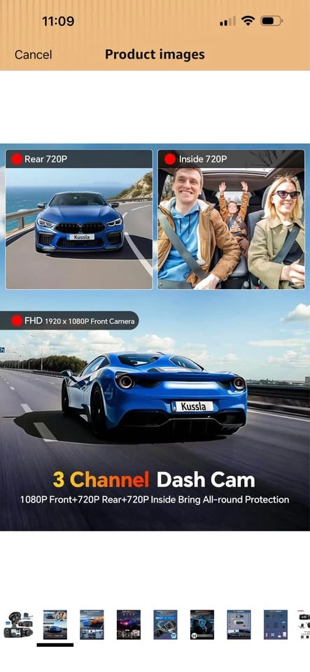 Dash Cam Front and Rear Inside Camera 3 Channel 64GB - photo 3