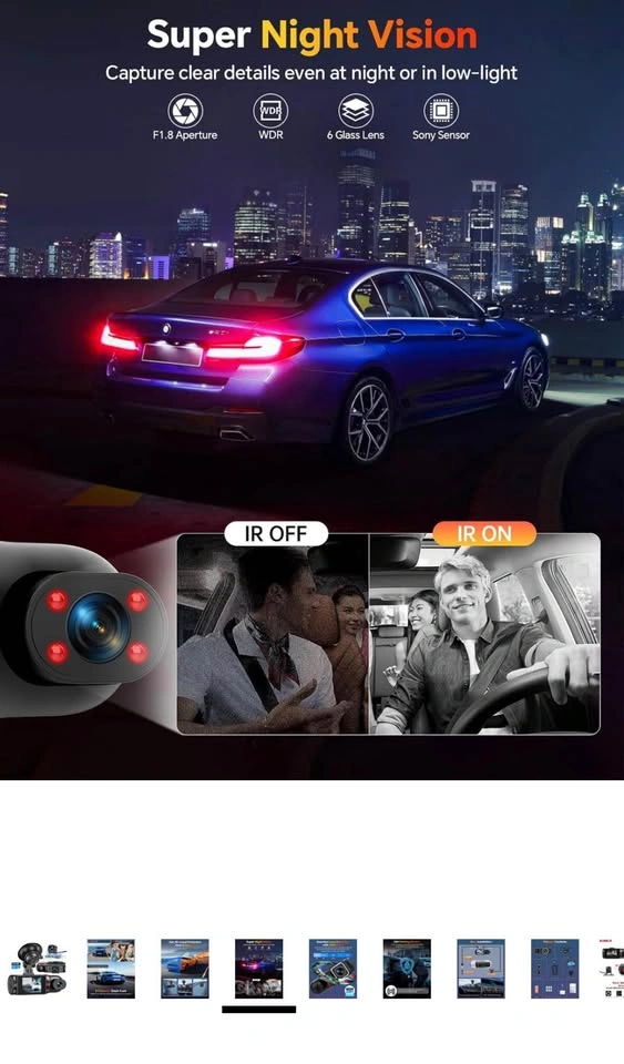 Dash Cam Front and Rear Inside Camera 3 Channel 64GB - photo 4