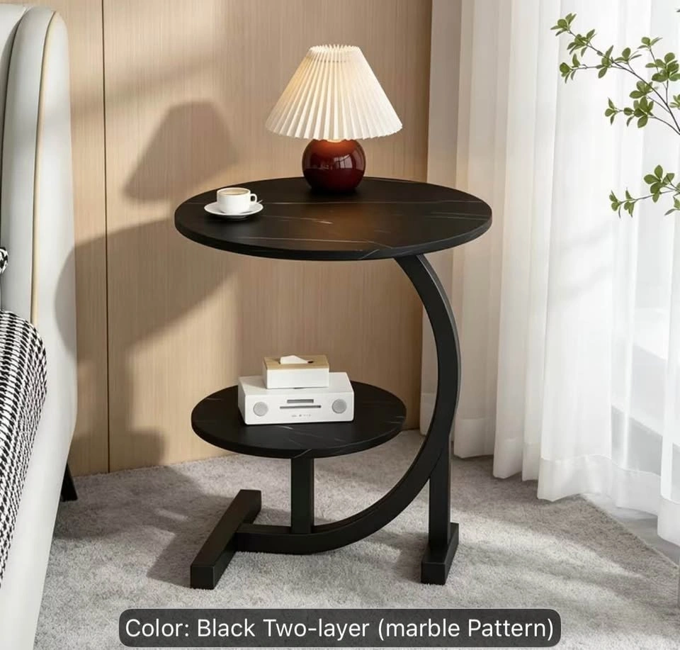 C-Shaped Marble Pattern Side/ Coffee Table - photo 2
