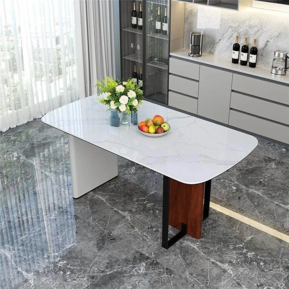 63” Modern Luxury Dining Table – Sintered Stone & Glass Top - photo 3