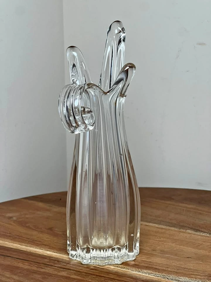Vintage Mid-Century Clear Art Glass Finger Vase