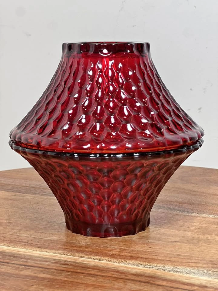 Vintage Indiana Glass Ruby Red Honeycomb Votives Fairy Lamp Base