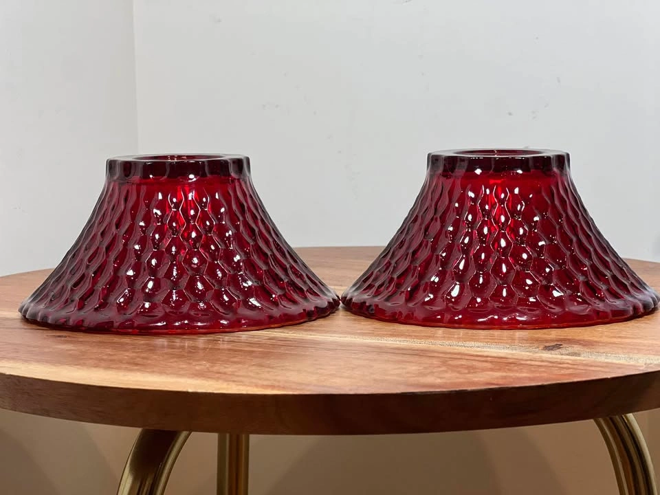 Vintage Indiana Glass Ruby Red Honeycomb Votives Fairy Lamp Base - photo 4