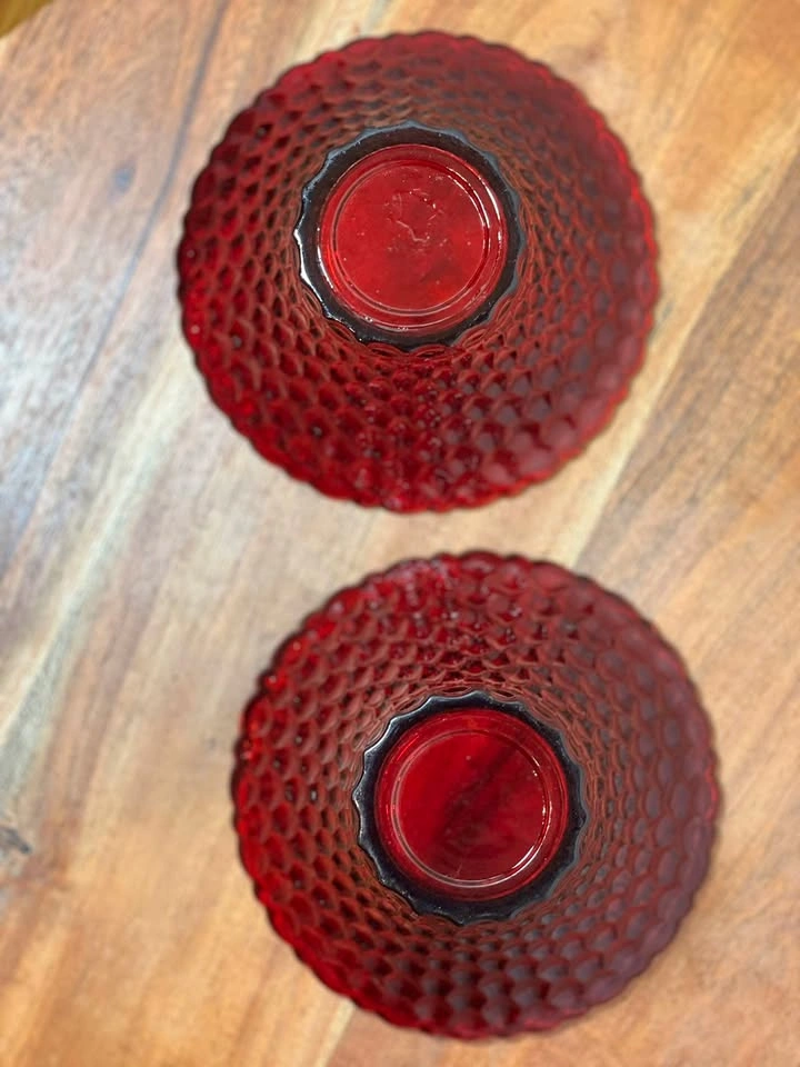 Vintage Indiana Glass Ruby Red Honeycomb Votives Fairy Lamp Base - photo 5