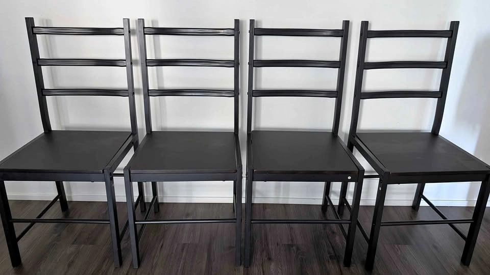 Set of 4 Black Ladder Back Dining Chairs/Moving sale ASAP