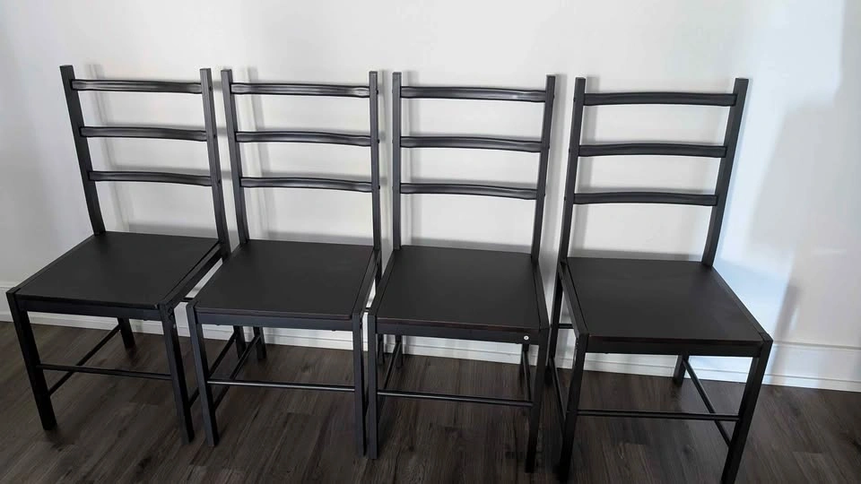 Set of 4 Black Ladder Back Dining Chairs/Moving sale ASAP - photo 3