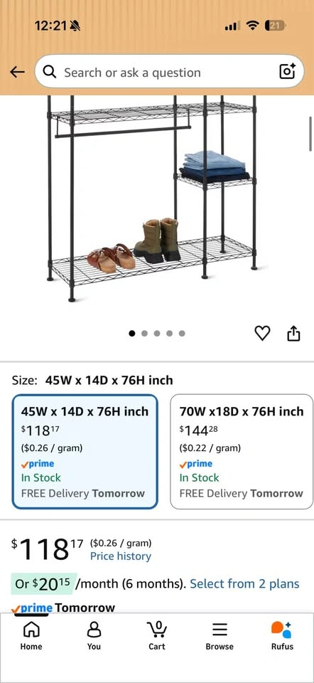 Metal Hanging Storage Organizer Rack Wardrobe - photo 5