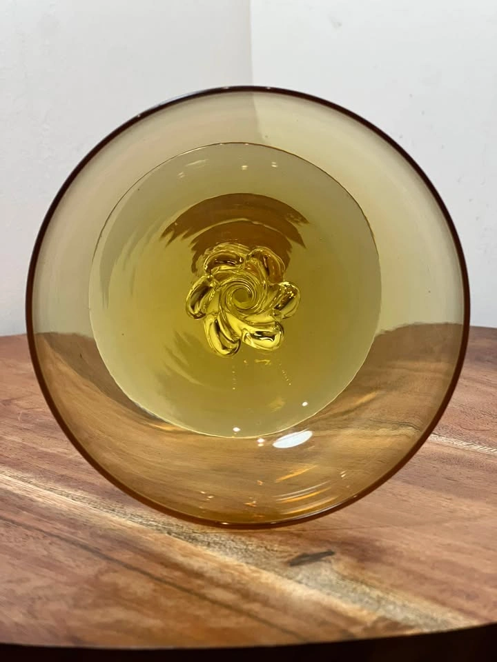Vintage Amber Glass Coupe with Twisted Stem - photo 4