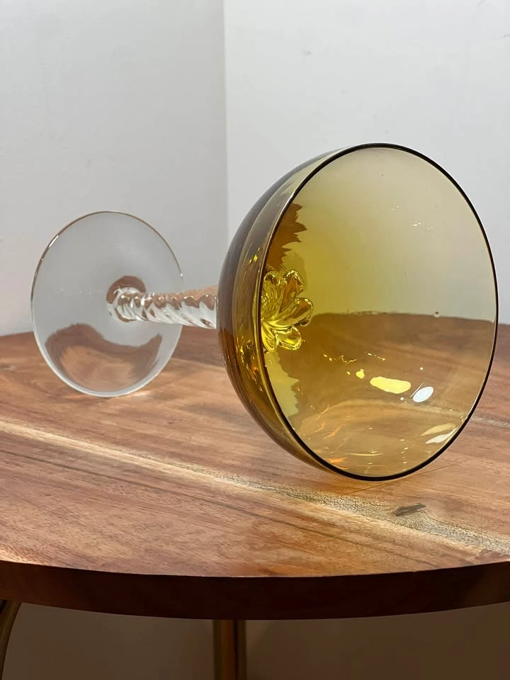 Vintage Amber Glass Coupe with Twisted Stem - photo 5