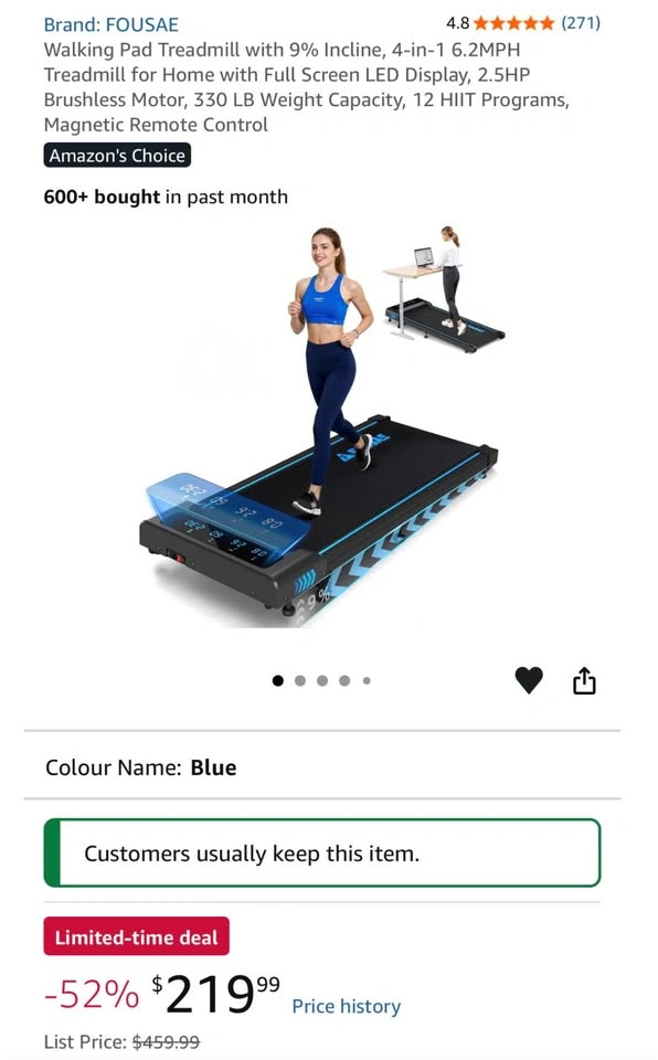 FOUSAE Walking Pad Treadmill with 9% Incline, 4-in-1 - photo 5