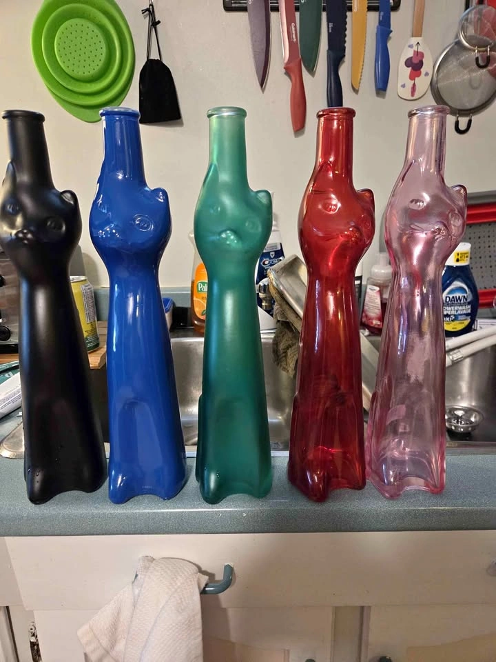 Cat wine bottles