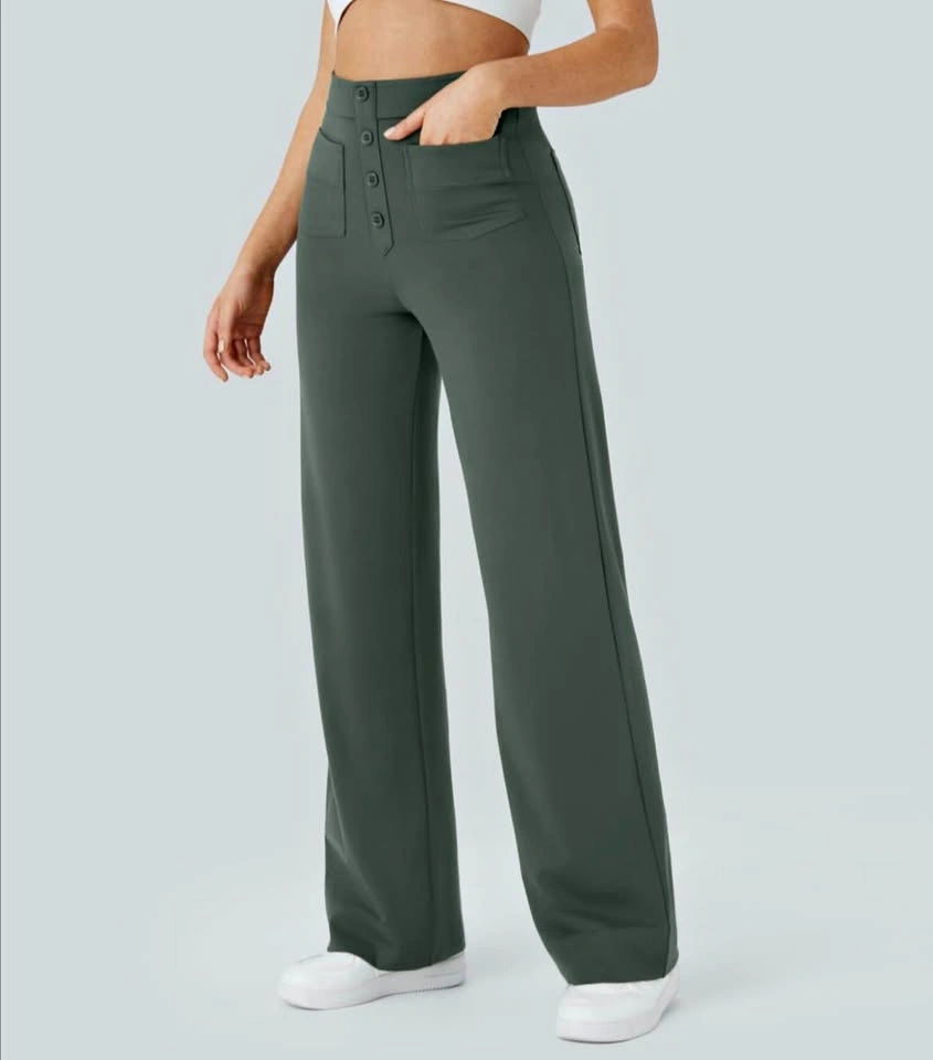 NWT Halara Day Stretch High-Waist Pants Olive M Petite 28” insea