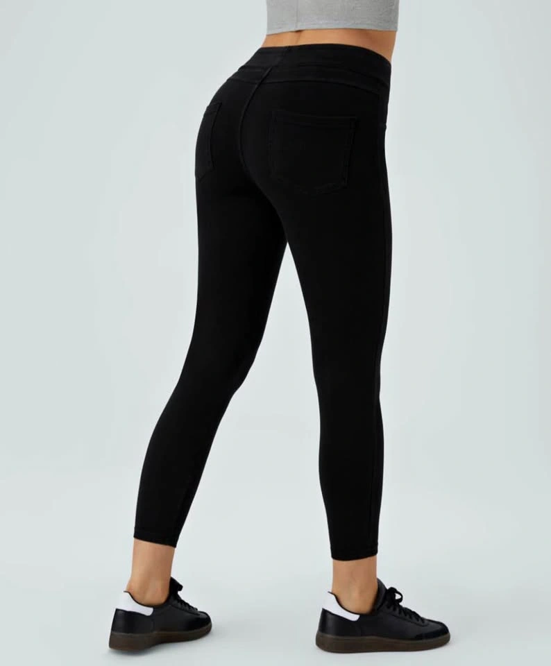NWT Halara Black High-Waisted Denim Leggings M full length