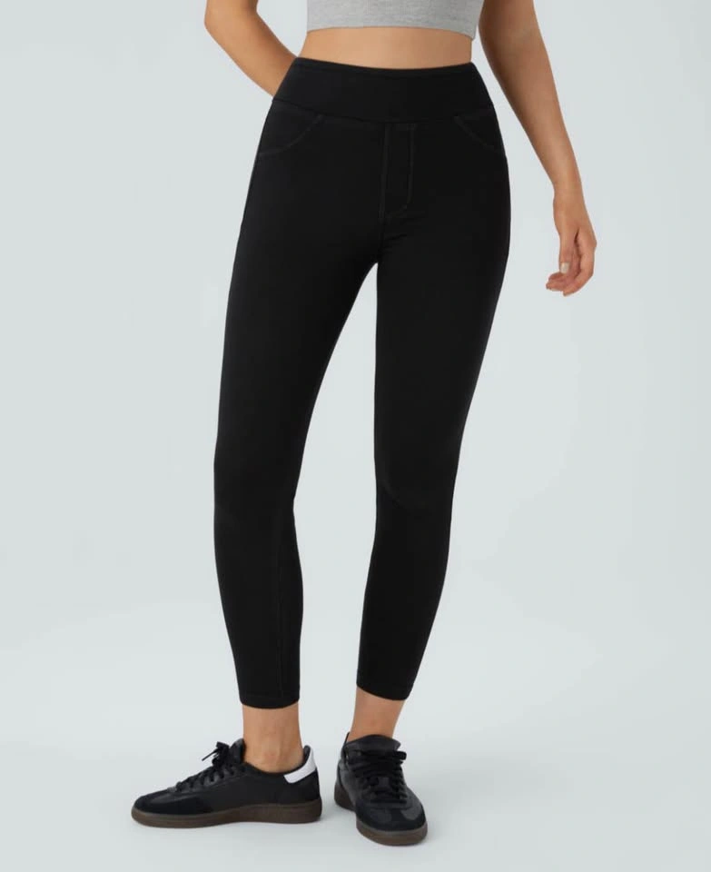 NWT Halara Black High-Waisted Denim Leggings M full length - photo 2