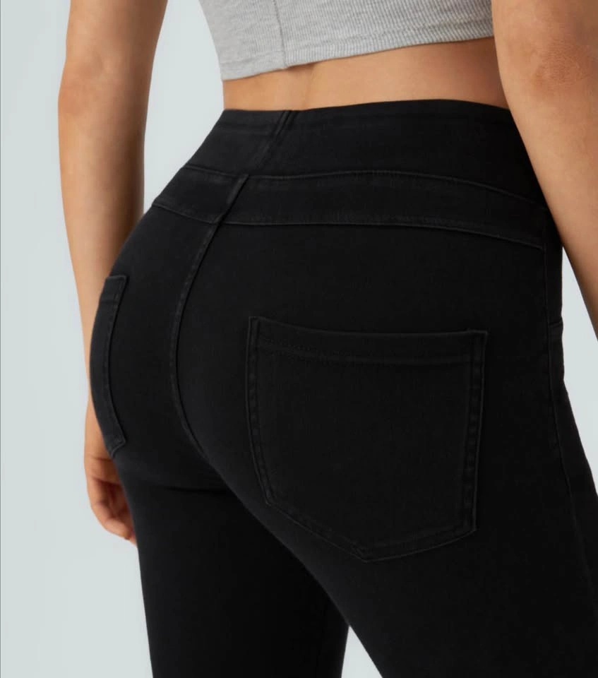 NWT Halara Black High-Waisted Denim Leggings M full length - photo 4