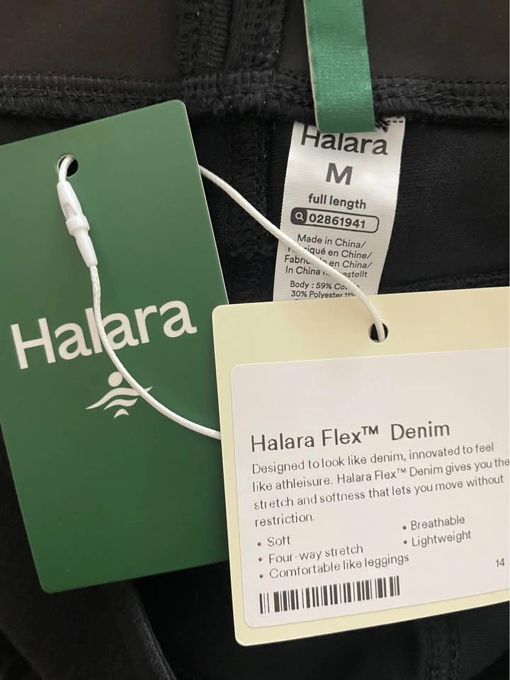 NWT Halara Black High-Waisted Denim Leggings M full length - photo 5