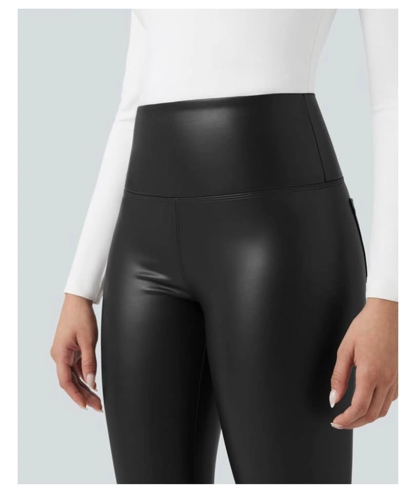 NWT HALARA Faux Leather Leggings Fleece lined 7/8 length 25” ins - photo 4