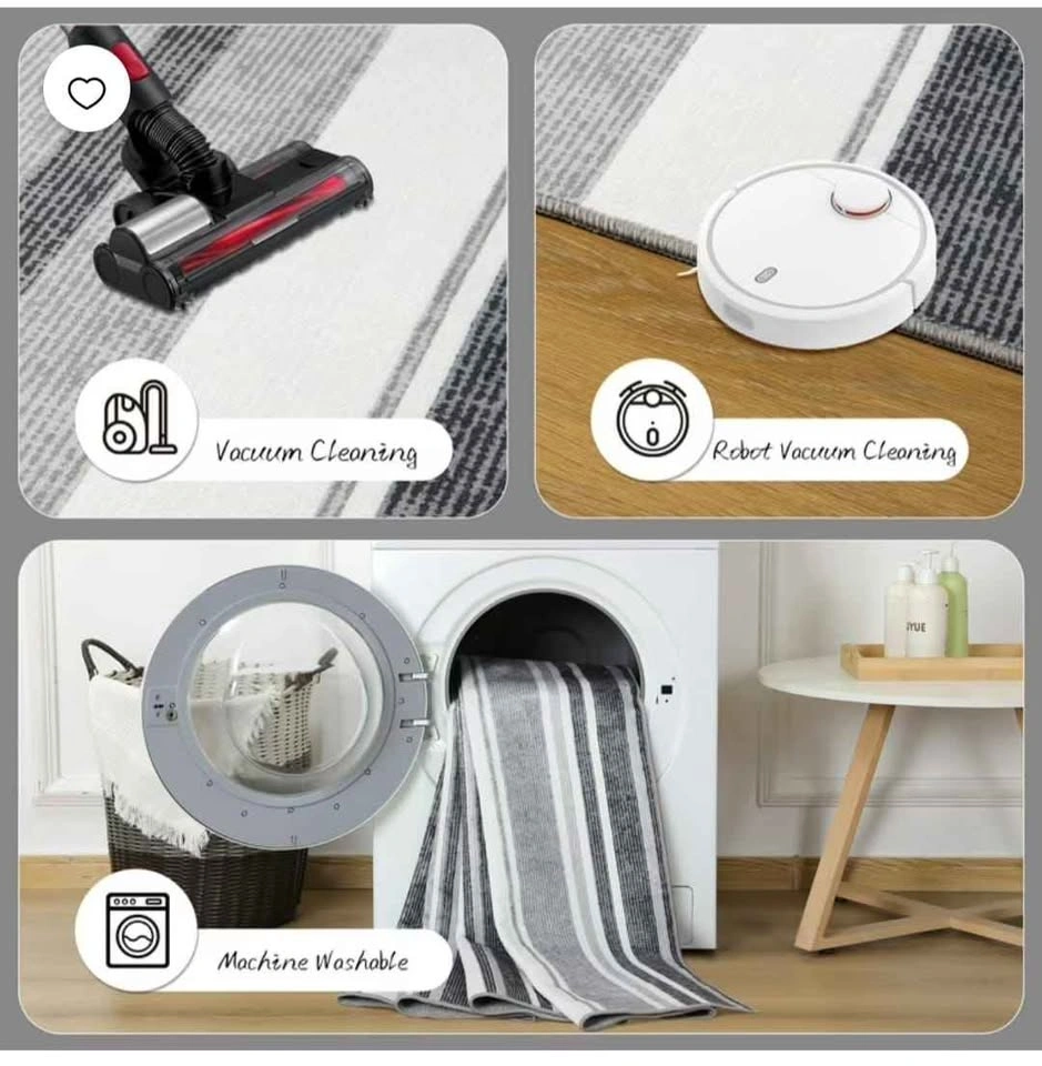Brand New 6x9 Gray Striped Geometric Carpet - Machine Washable L - photo 4