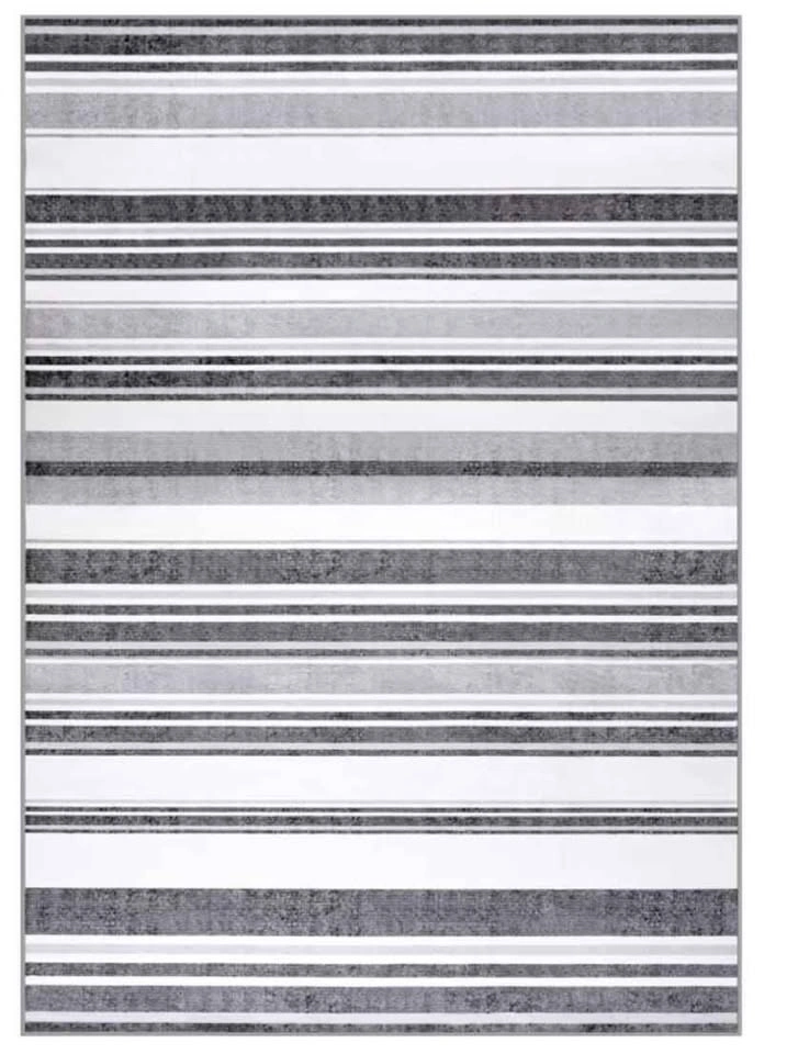 Brand New 6x9 Gray Striped Geometric Carpet - Machine Washable L - photo 5