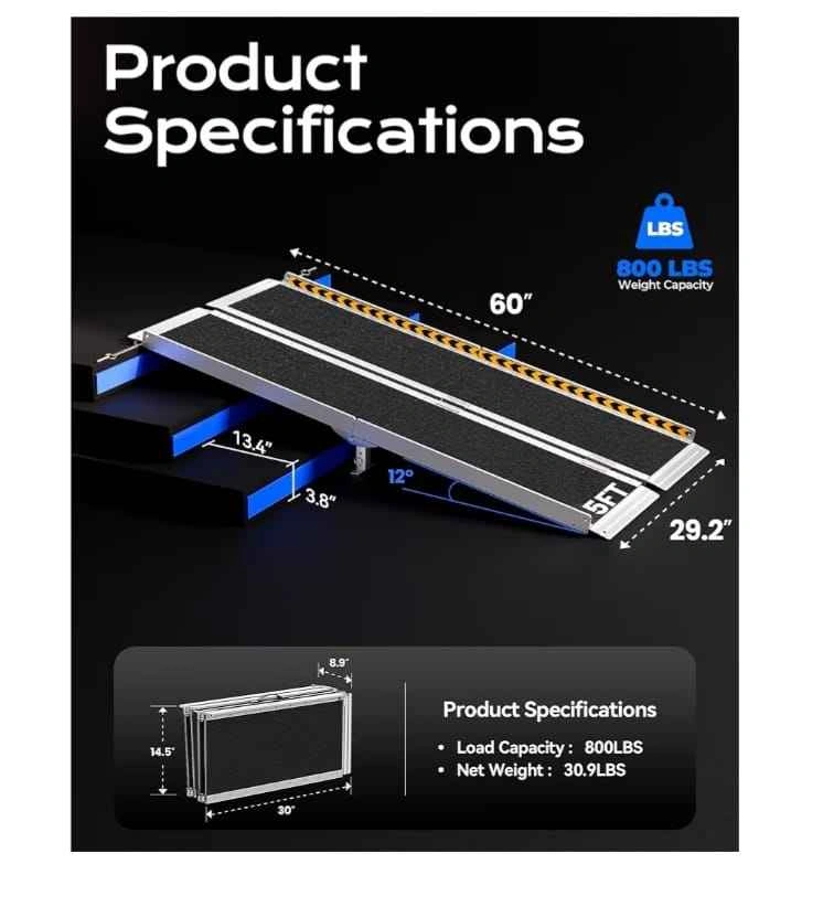 Brand new 5FT Aluminum Portable Wheelchair Ramp - photo 3
