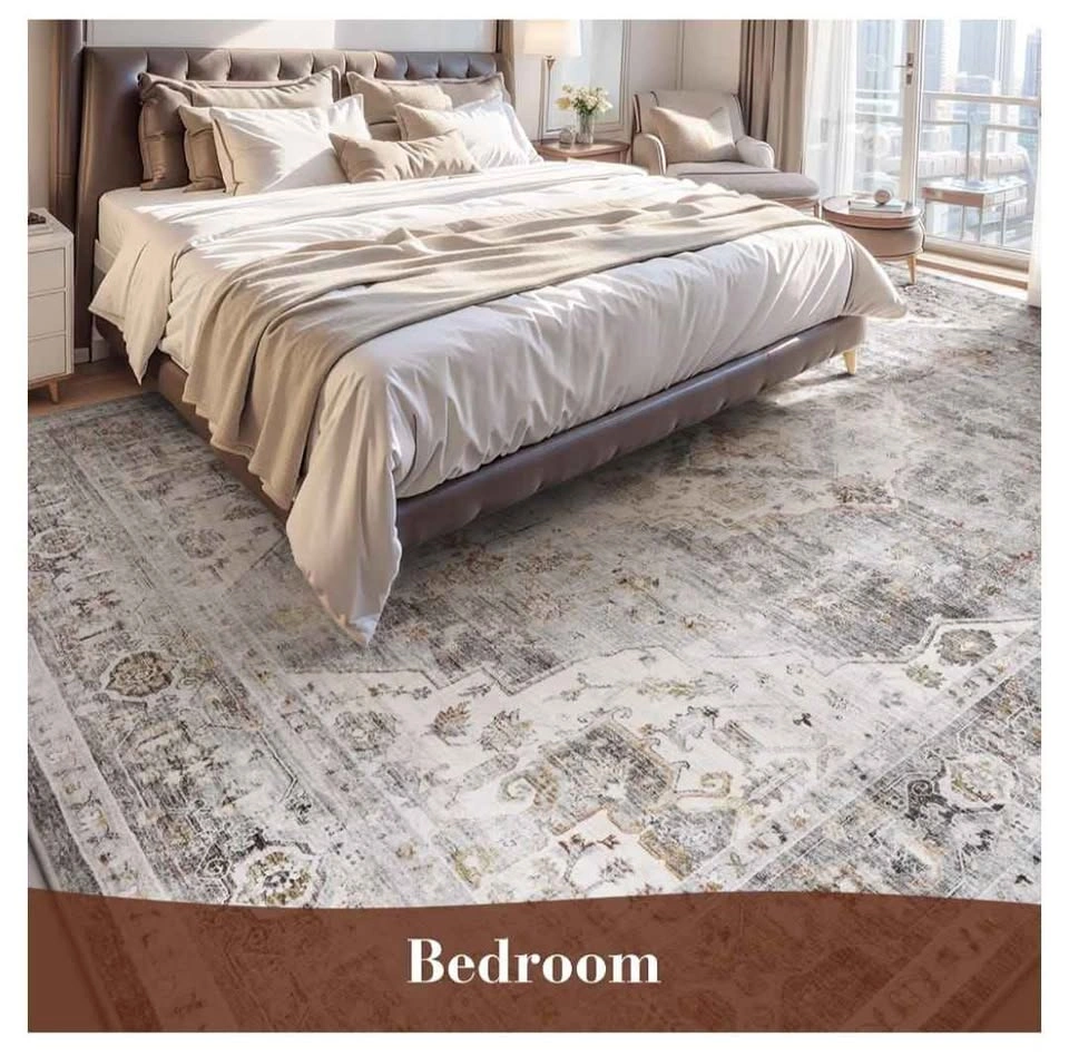 Brand New 8x10 Grey Machine Washable Vintage Area Rug - photo 2