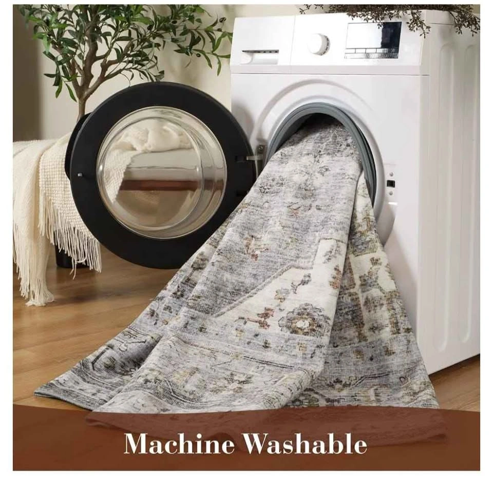 Brand New 8x10 Grey Machine Washable Vintage Area Rug - photo 4