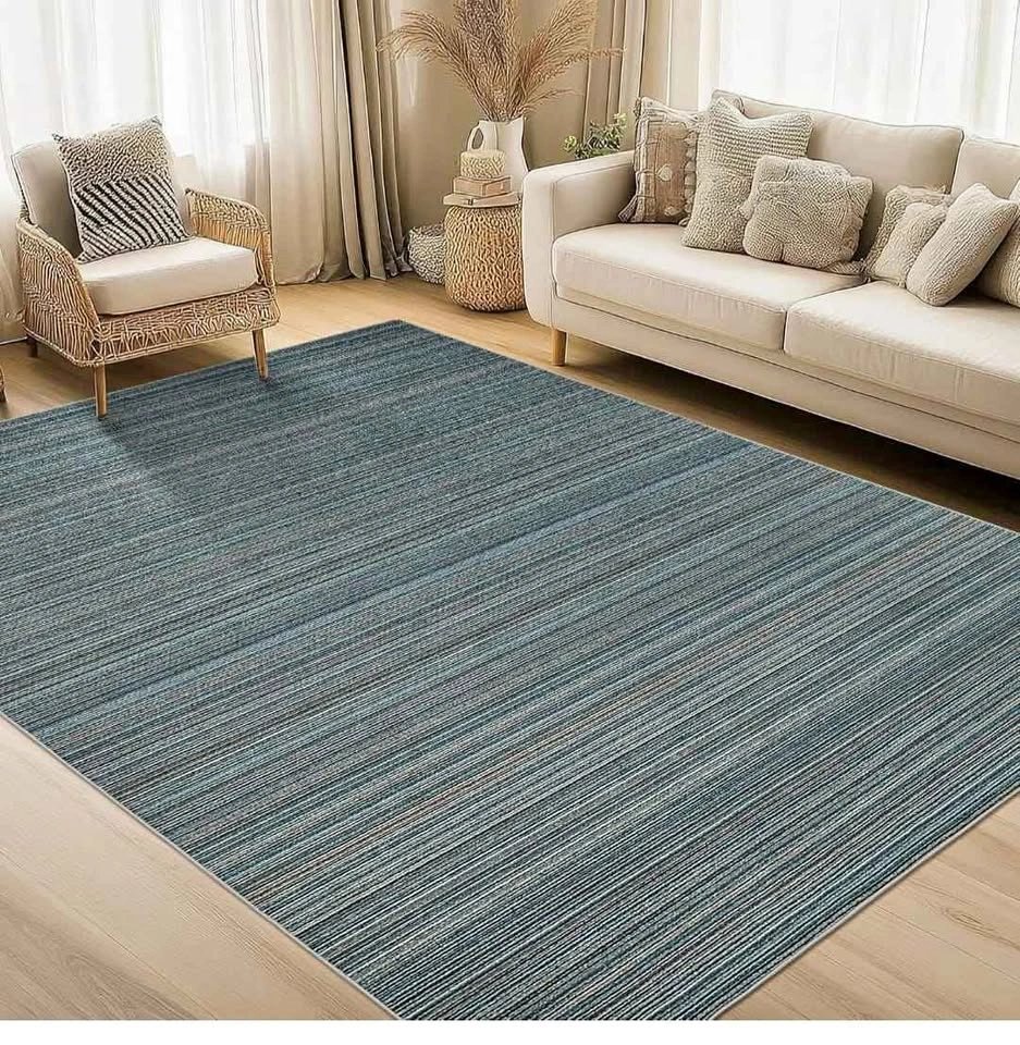 Brand new 9x12 Luxury Modern Area Rug - Blue Colorful Stripes