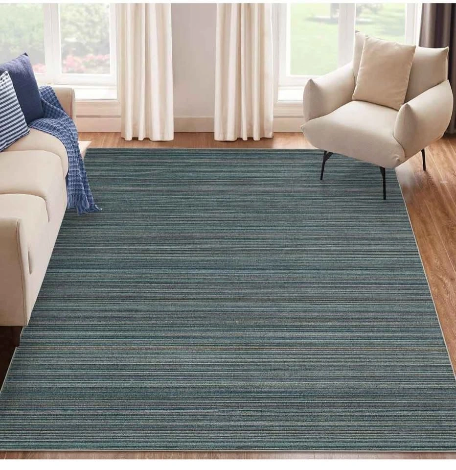 Brand new 9x12 Luxury Modern Area Rug - Blue Colorful Stripes - photo 2