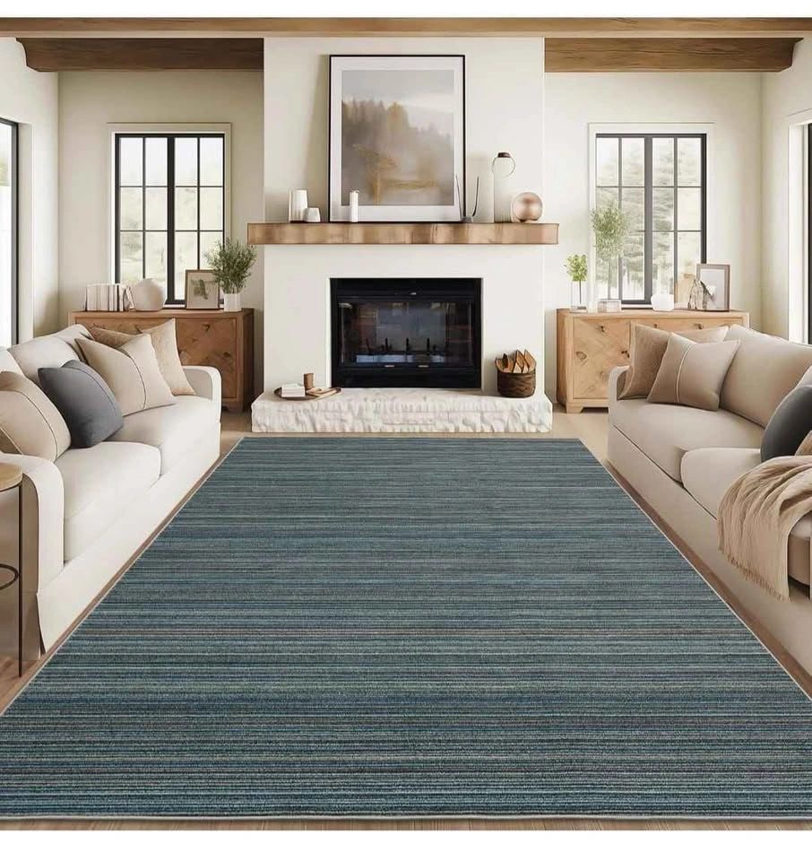 Brand new 9x12 Luxury Modern Area Rug - Blue Colorful Stripes - photo 3
