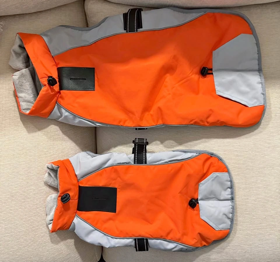 Clearance SALE: Warm Grey & Orange Dog Coat (S & L)