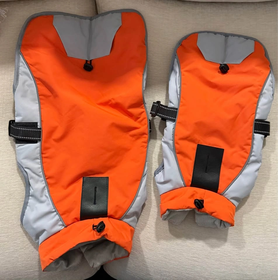 Clearance SALE: Warm Grey & Orange Dog Coat (S & L) - photo 3