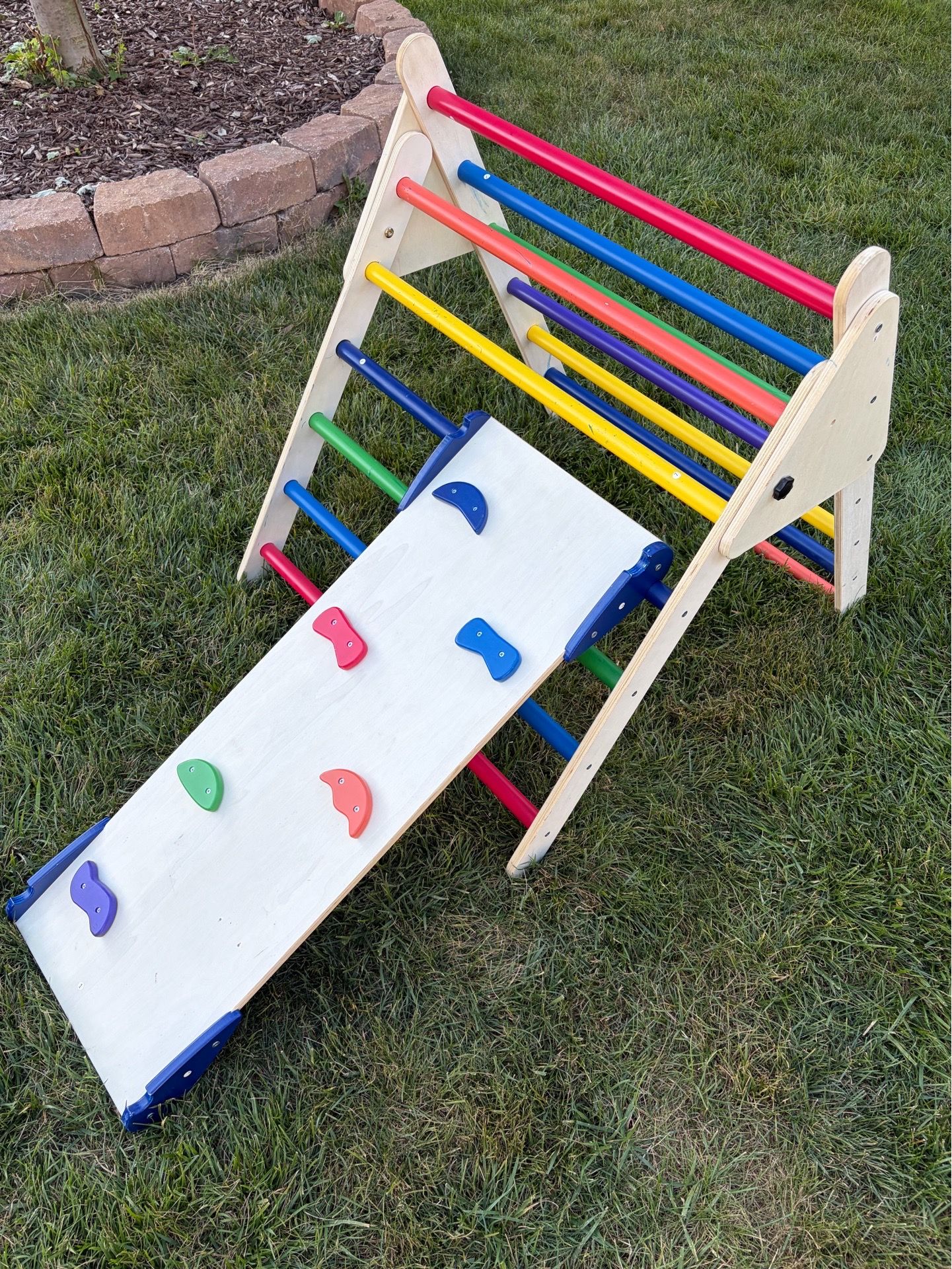 Foldable Pikler Triangle Wooden Climbing Toy with Slide