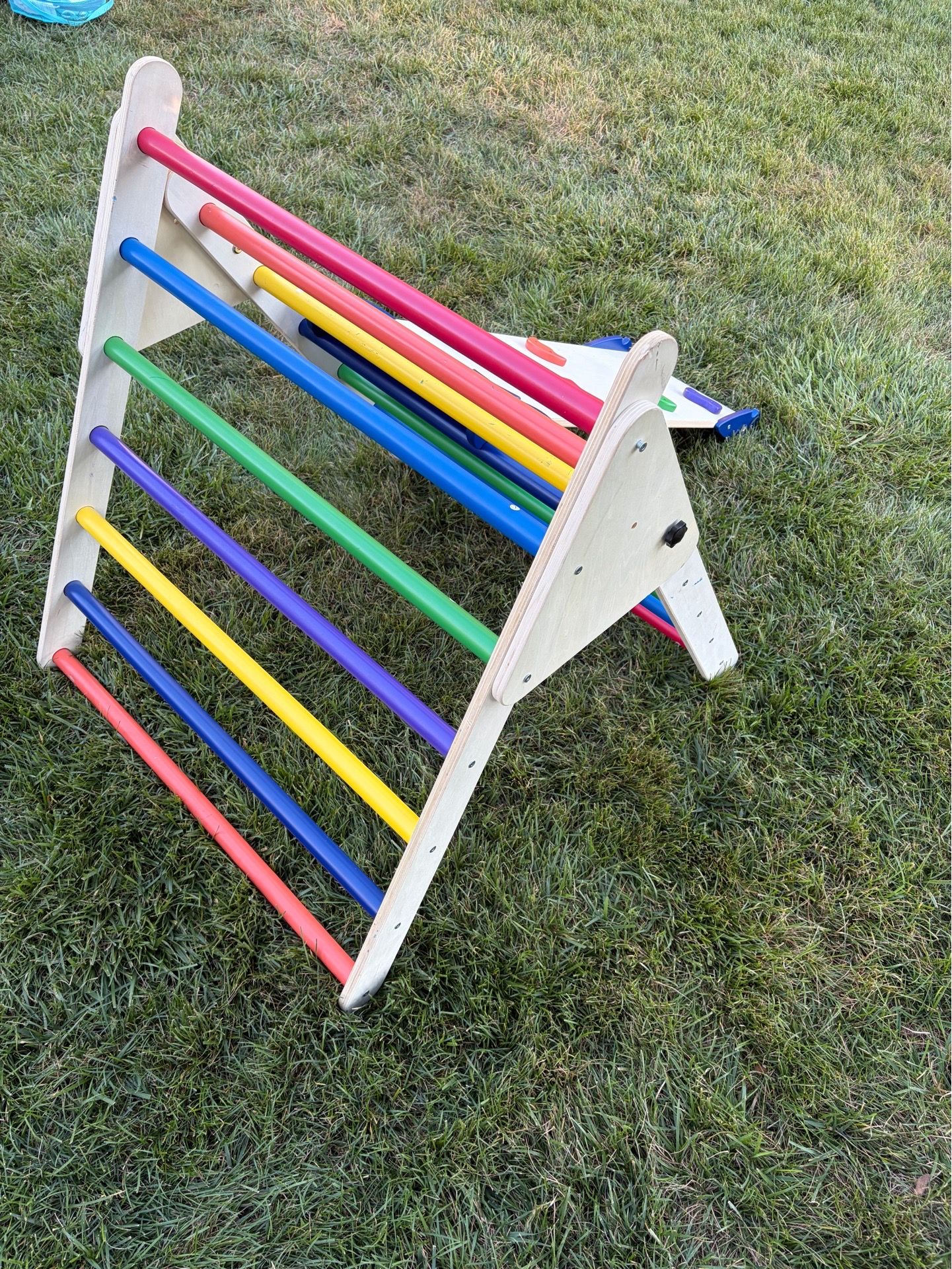 Foldable Pikler Triangle Wooden Climbing Toy with Slide - photo 3