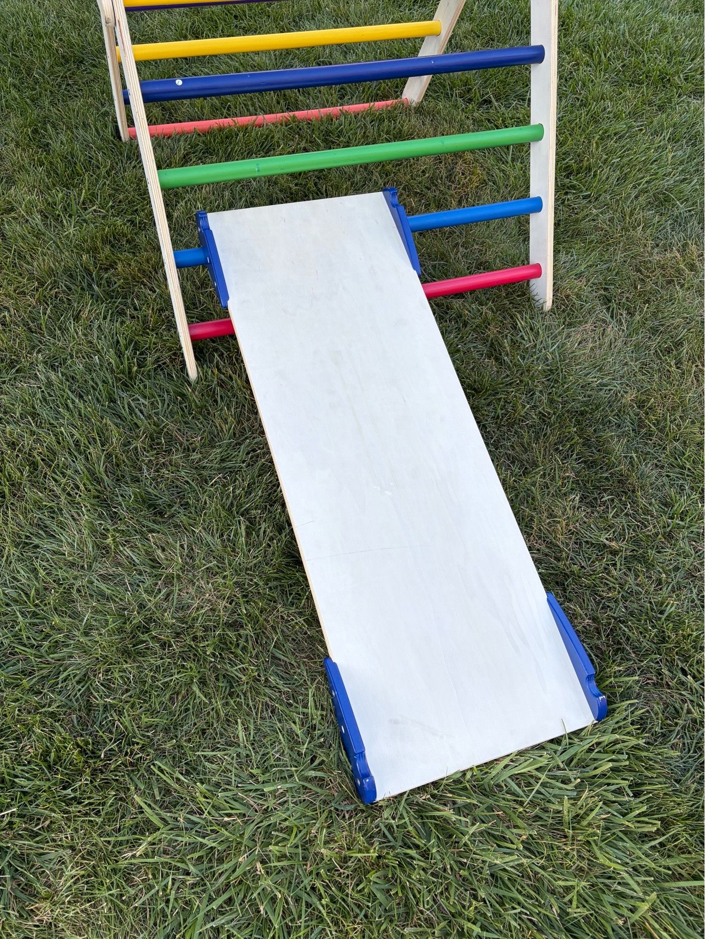 Foldable Pikler Triangle Wooden Climbing Toy with Slide - photo 4