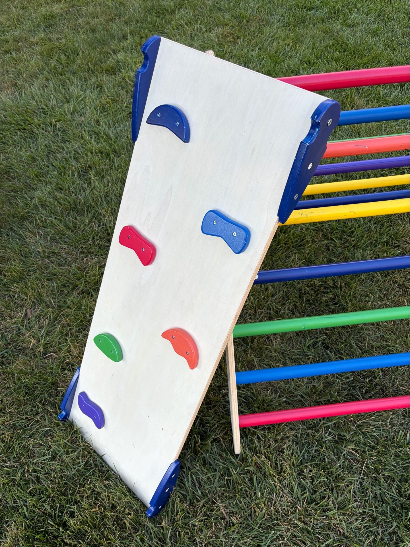 Foldable Pikler Triangle Wooden Climbing Toy with Slide - photo 5