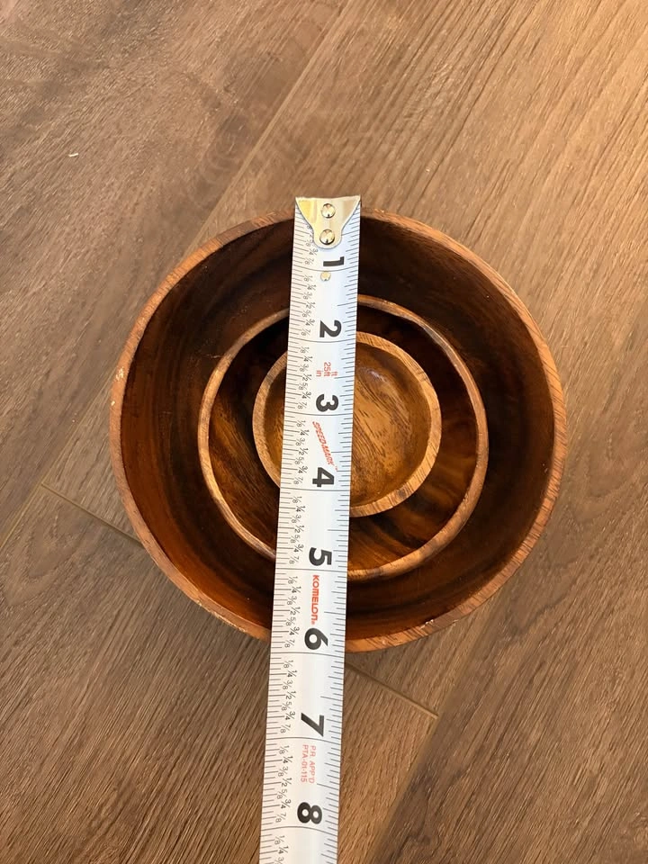 Set of 3 Acacia Wood Nesting Bowls - photo 3