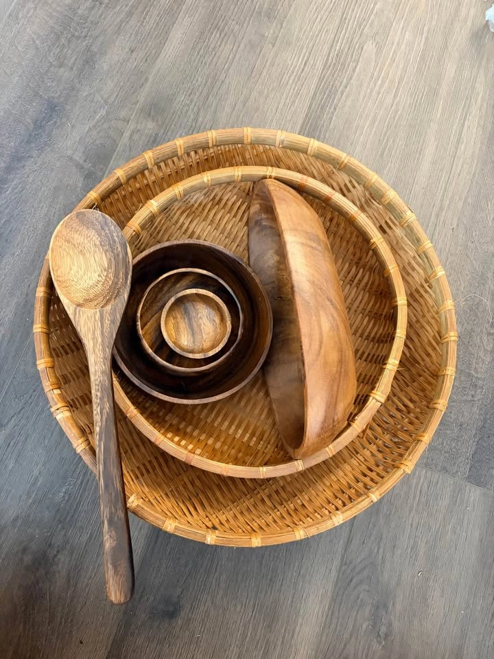 Set of 3 Acacia Wood Nesting Bowls - photo 4