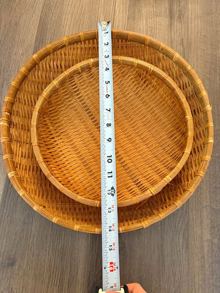 Set of 2 Woven Bamboo Baskets