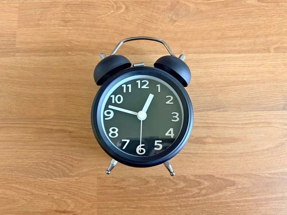 Silent Twin Bell Alarm Clock with Light - Black