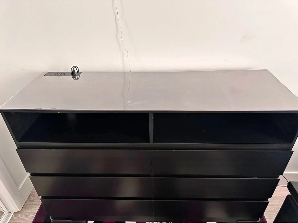 6-Drawer Wooden Dresser with Charging Station & LED Lights