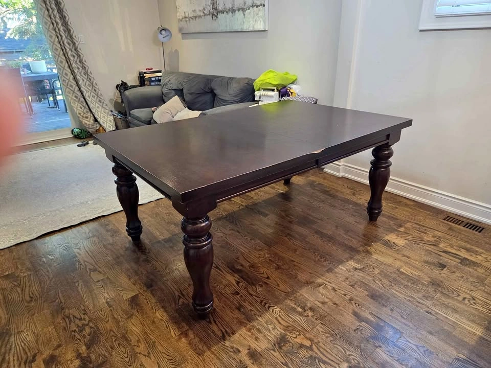 Dark Wood Dining Table with Turned Legs