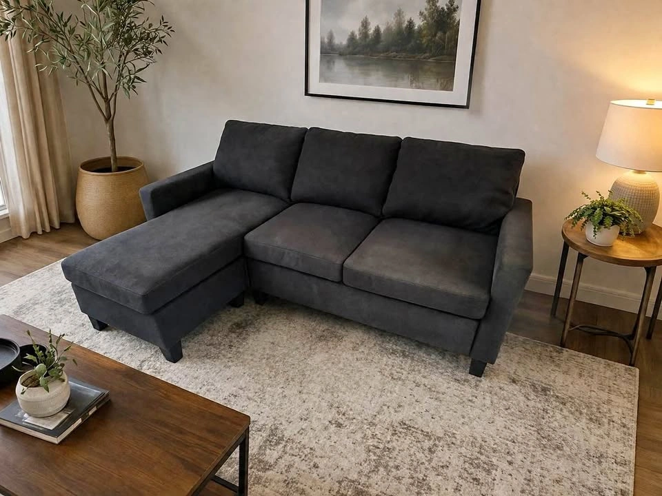 FREE DELIVERY 🚚 Dark Grey Sectional Sofa Couch with Chaise