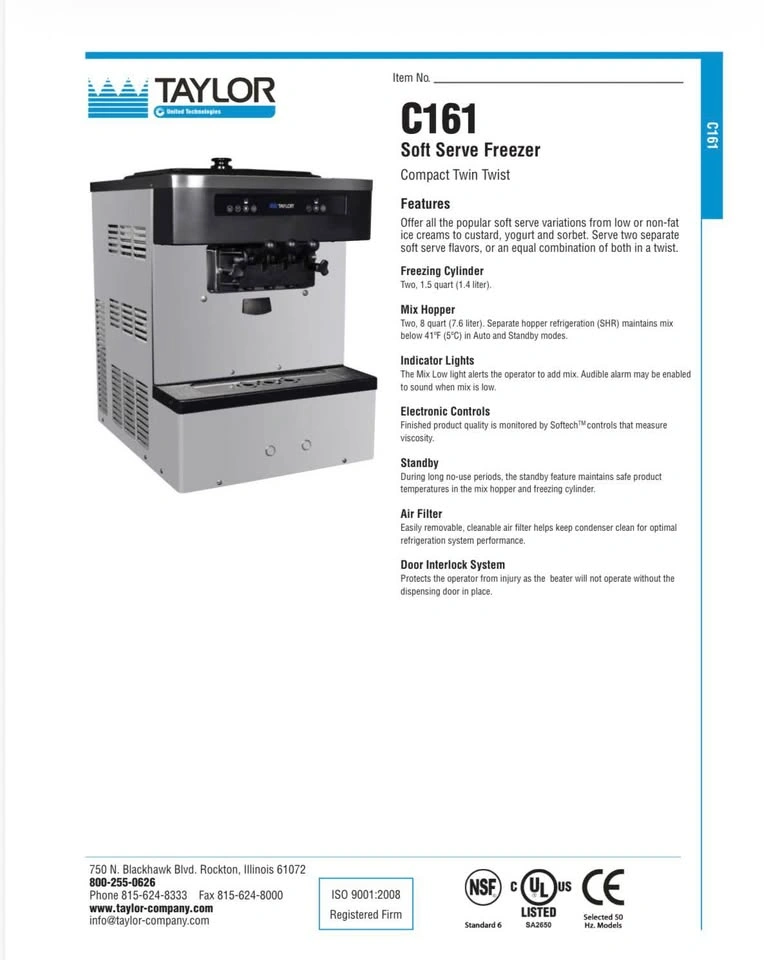 Taylor C161 Soft Serve Machine - photo 2