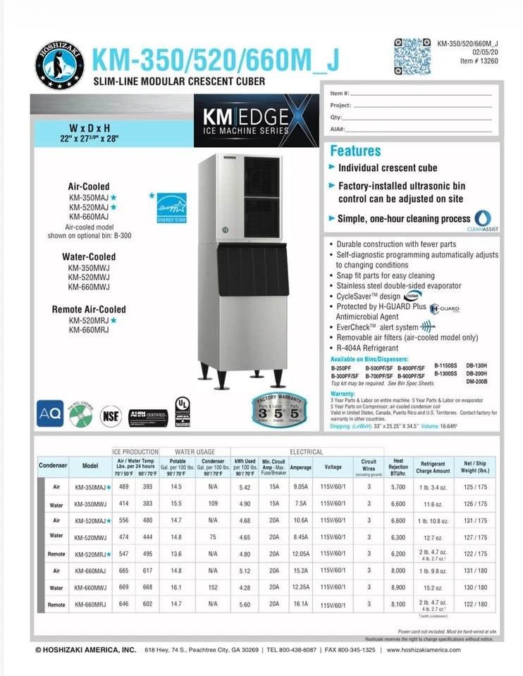 KM 350 Hoshizaki Ice Machine with B500SF Bin - photo 2