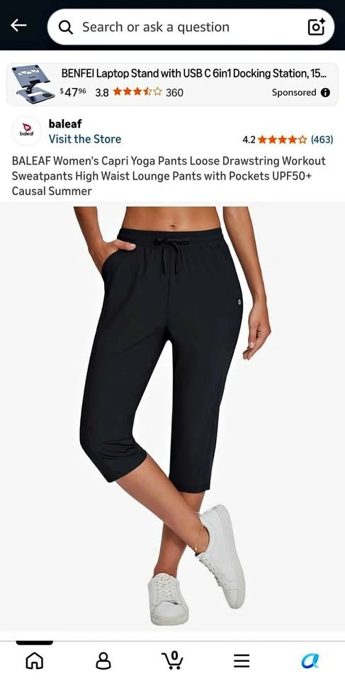 BALEAF Women's High Waist Capri Yoga Pants (Black, 3XL)