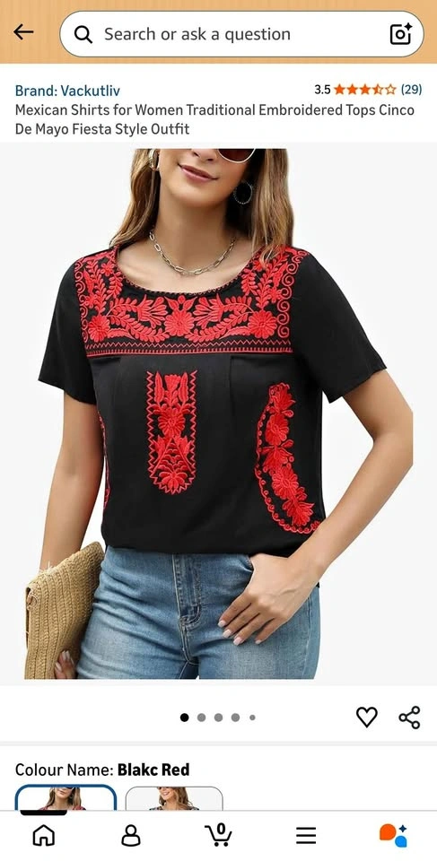 Small Mexican Traditional Embroidered Tops