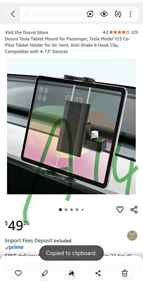 Dosvsi Tesla Tablet Mount for Passenger (Model Y/3)