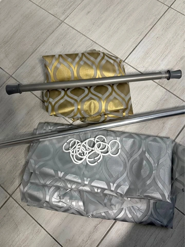 Shower curtain with rod