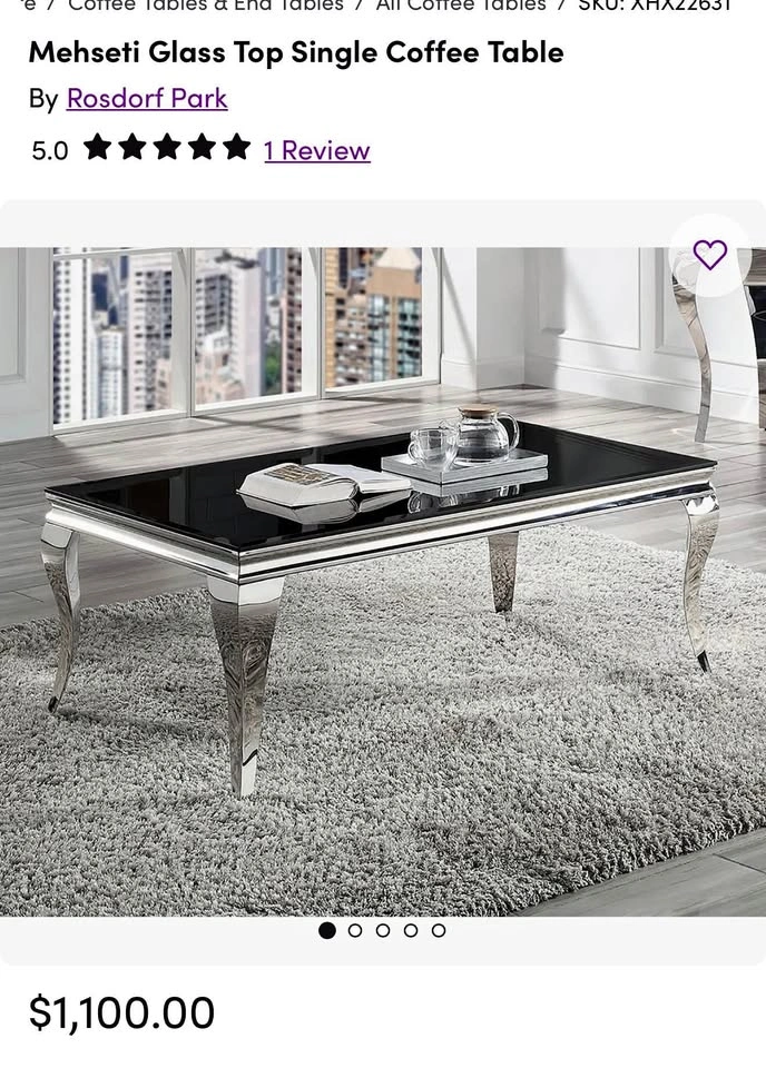 Glass top coffee table