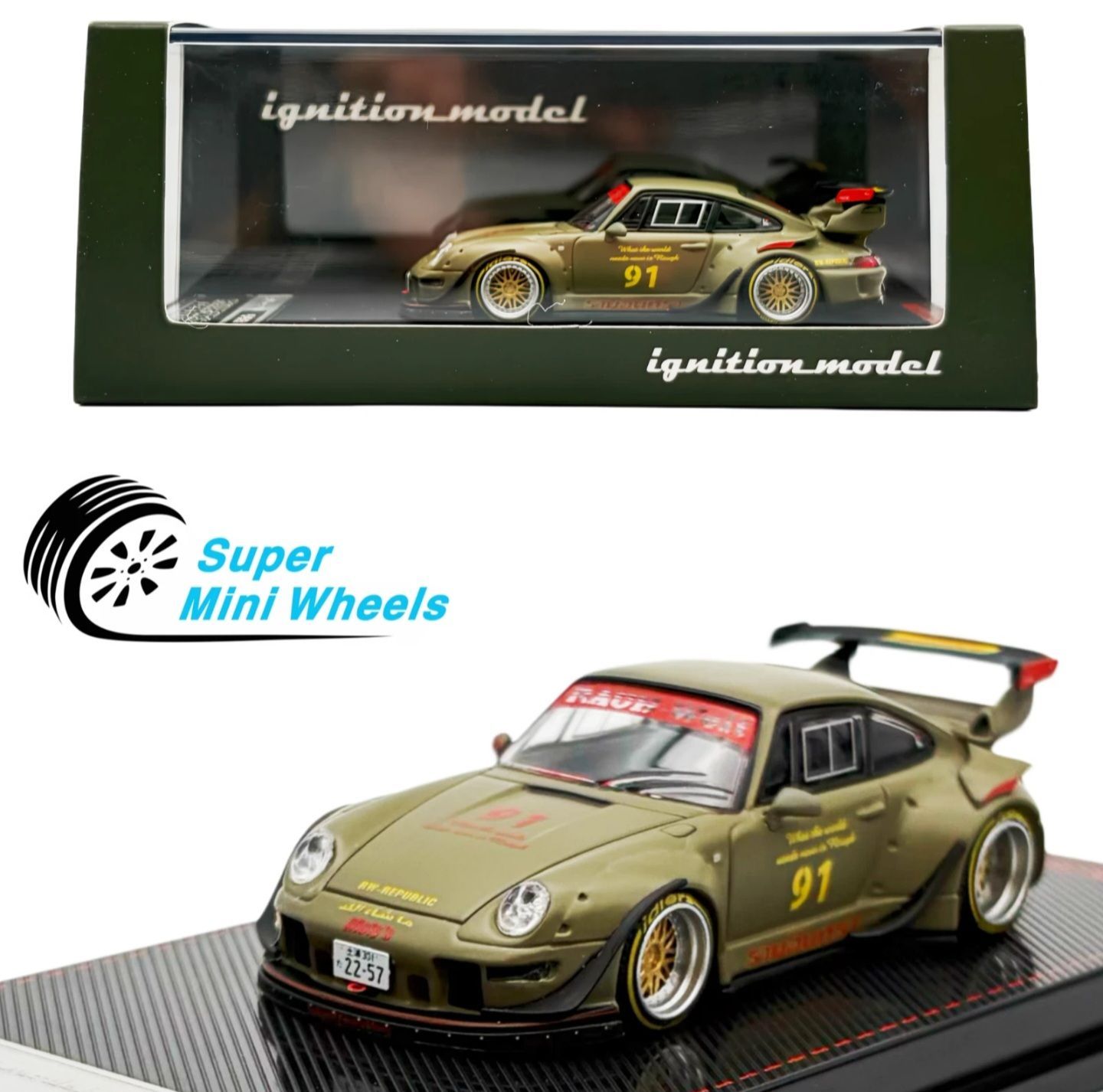 Ignition Model 1:64 Rauh-Welt Begriff RWB 993 – Matte Green